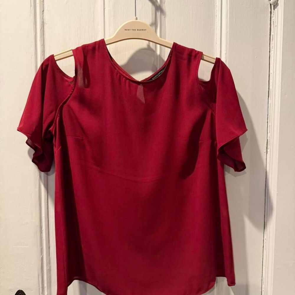 Banana Republic Cold Shoulder Flutter Sleeve Blouse - Burgundy Red - Size M